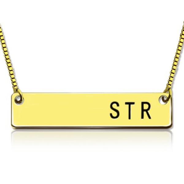 Personalised Initial Bar Necklace 18ct Gold Plated - AMAZINGNECKLACE.COM