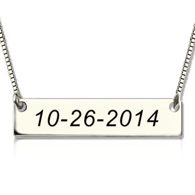 Personalised Sterling Silver Date Bar Necklace - AMAZINGNECKLACE.COM