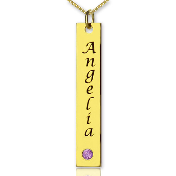 Personalised Name Tag Bar Necklace in 18ct Gold Plated - AMAZINGNECKLACE.COM