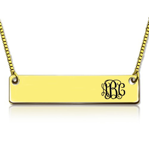 Personalised 18ct Gold Plated Initial Bar Necklace Monogram - AMAZINGNECKLACE.COM