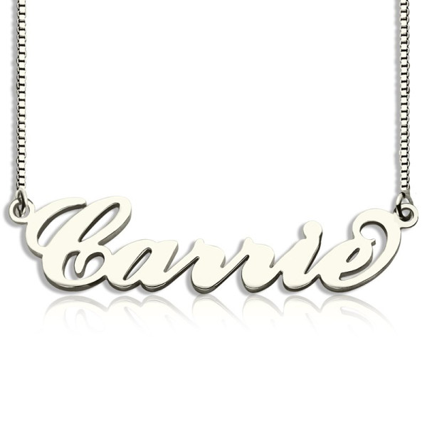 Personalised Carrie Name Necklace Silver - Box Chain - AMAZINGNECKLACE.COM