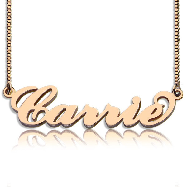 Carrie Name Personalised Necklace  Box Chain In 18ct Rose Gold Plated - AMAZINGNECKLACE.COM