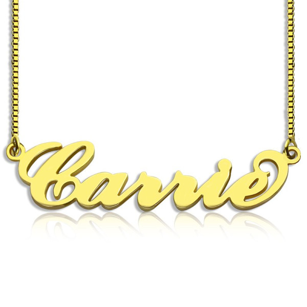 Gold Plated Sex and The City Carrie Name Personalised Necklace Box Chain - AMAZINGNECKLACE.COM