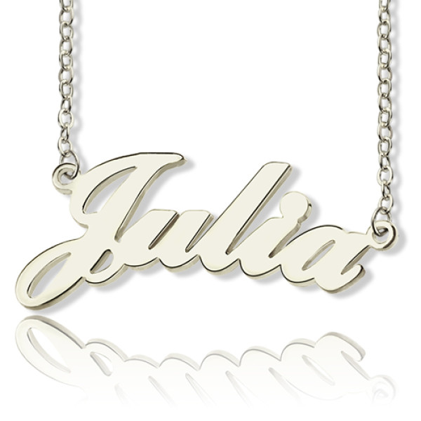 Personalised White Gold Plated Fiolex Girls Fonts Heart Name Necklace