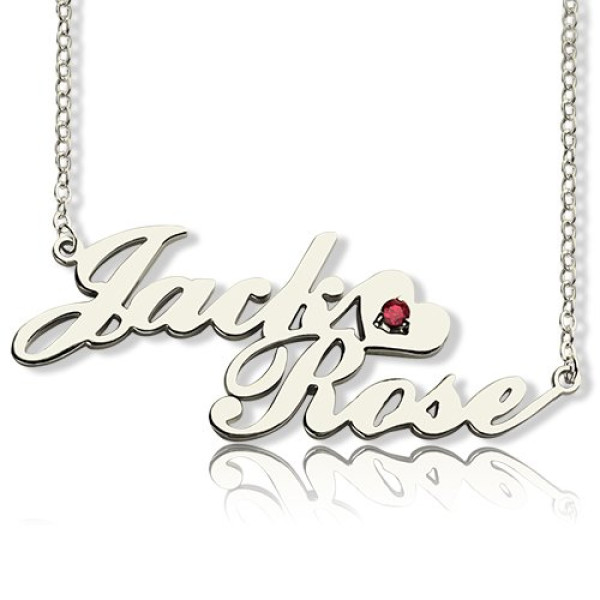Personalised Nameplate Necklace Double Name Sterling Silver - AMAZINGNECKLACE.COM