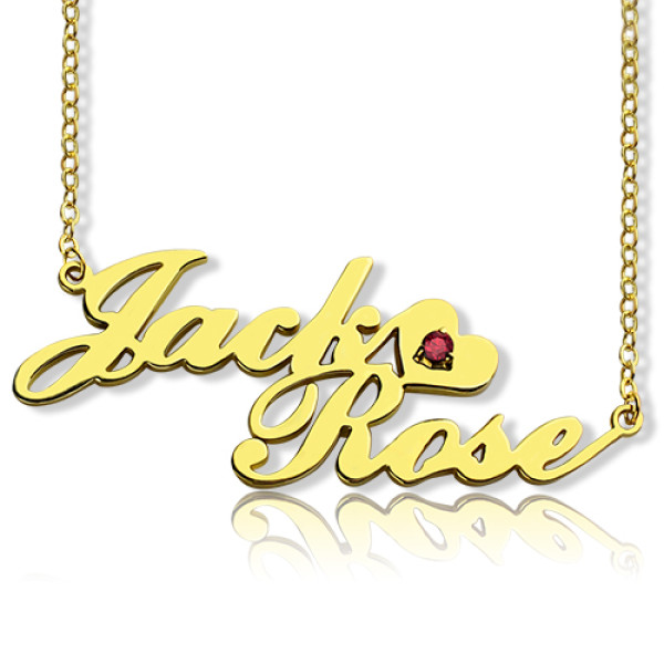 Gold Double Nameplate Personalised Necklace Carrie Style - AMAZINGNECKLACE.COM