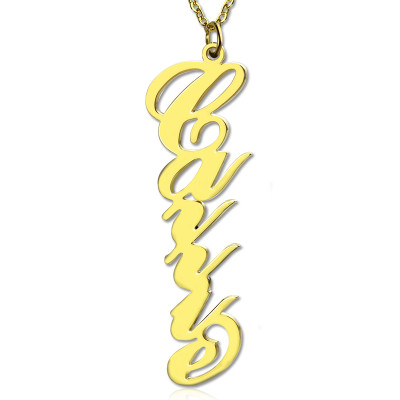 Solid Gold 18ct Personalised Vertical Carrie Style Name Necklace - AMAZINGNECKLACE.COM