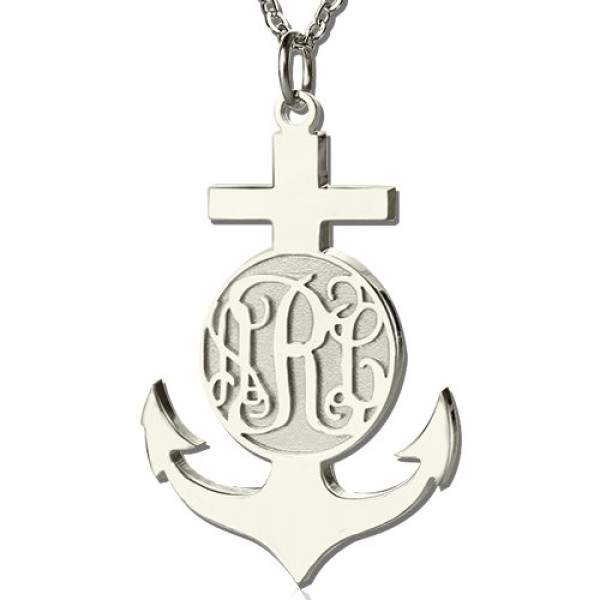 Sterling Silver Anchor Monogram Initial Personalised Necklace - AMAZINGNECKLACE.COM