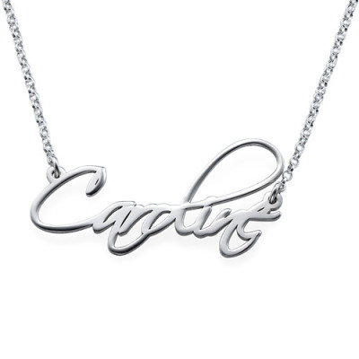 Sterling Silver Calligraphy Name Personalised Necklace - AMAZINGNECKLACE.COM