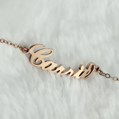 Rose Gold Plated Silver 925 Carrie Style Name Personalised Bracelet - AMAZINGNECKLACE.COM