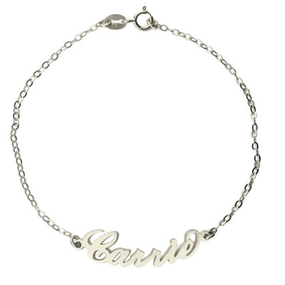 Personalised Sterling Silver Carrie Name Bracelet - AMAZINGNECKLACE.COM