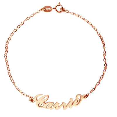 Rose Gold Plated Silver 925 Carrie Style Name Personalised Bracelet - AMAZINGNECKLACE.COM