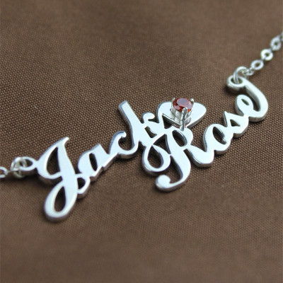 Personalised Nameplate Necklace Double Name Sterling Silver - AMAZINGNECKLACE.COM