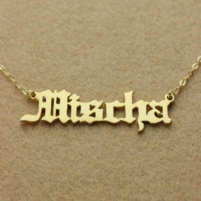 Old English Name Personalised Necklace 18ct Gold Plated - AMAZINGNECKLACE.COM