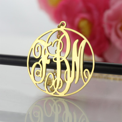 18ct Gold Plated Circle Initial Monogram Personalised Necklace - AMAZINGNECKLACE.COM