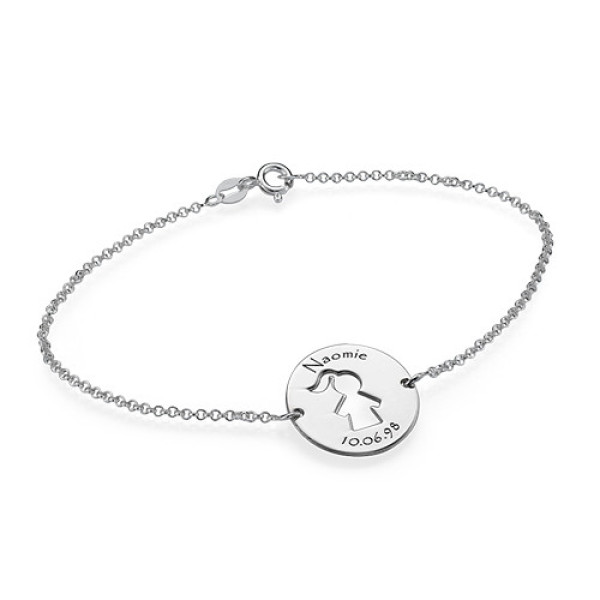 Cut Out Mum Personalised Bracelet/Anklet in Sterling Silver - AMAZINGNECKLACE.COM