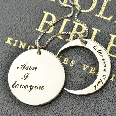 Personalised I Love You to the Moon and Back Love Necklace Sterling Silver - AMAZINGNECKLACE.COM