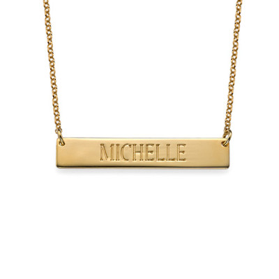 Engraved Bar Personalised Necklace in Gold Plating - AMAZINGNECKLACE.COM