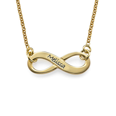 Engraved Infinity Personalised Necklace in 18ct Gold Plating - AMAZINGNECKLACE.COM