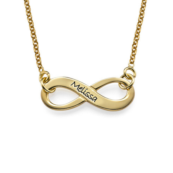Engraved Infinity Personalised Necklace in 18ct Gold Plating - AMAZINGNECKLACE.COM