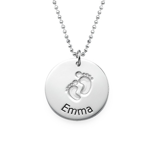 Engraved Silver Baby Steps Personalised Necklace - AMAZINGNECKLACE.COM