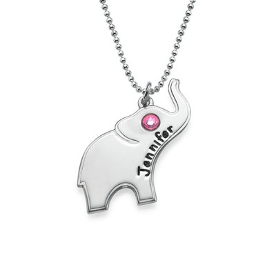 Engraved Silver Elephant Personalised Necklace - AMAZINGNECKLACE.COM