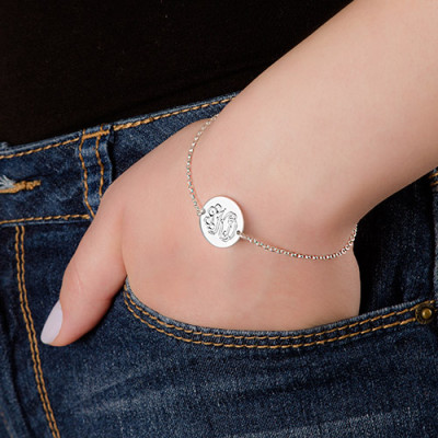 Sterling Silver Monogram Personalised Bracelet/Anklet - AMAZINGNECKLACE.COM