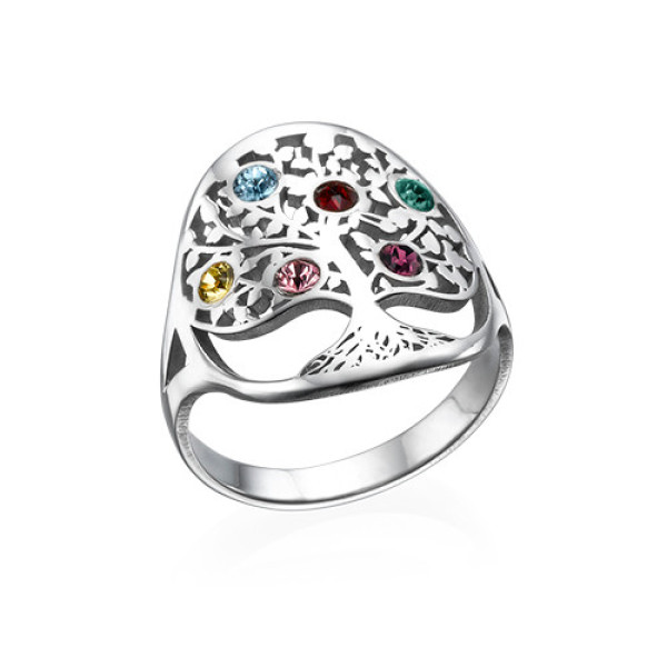 Family Tree Jewellery - Birthstone Personalised Ring  - AMAZINGNECKLACE.COM