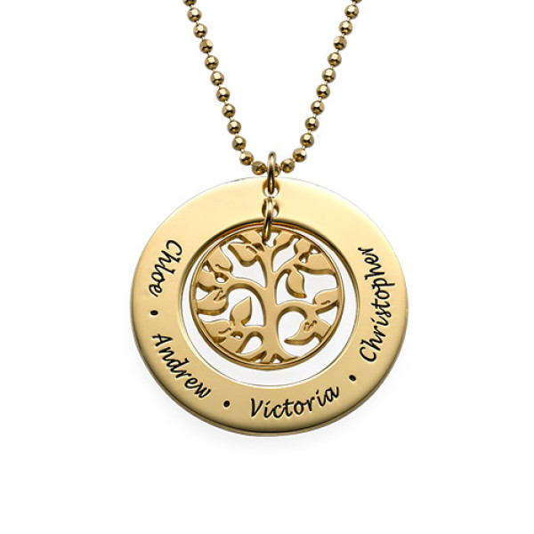 Present for Mum - Gold Plated Family Tree Personalised Necklace - AMAZINGNECKLACE.COM