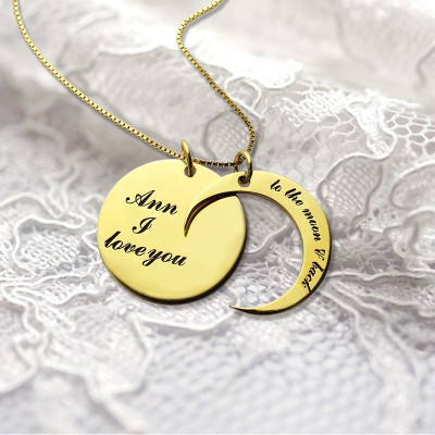 I Love You to The Moon and Back Love Personalised Necklace 18ct Gold Plated - AMAZINGNECKLACE.COM