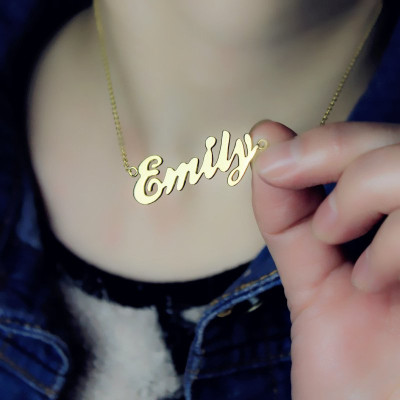 Cursive Nameplate Personalised Necklace 18ct Gold Plated - AMAZINGNECKLACE.COM