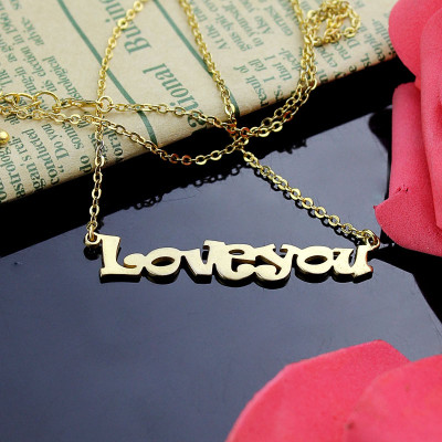 Gold Plated I Love You Name Personalised Necklace - AMAZINGNECKLACE.COM