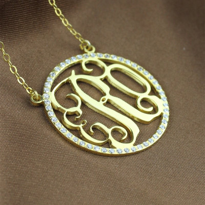 18ct Gold Plated Circle Birthstone Monogram Personalised Necklace  - AMAZINGNECKLACE.COM