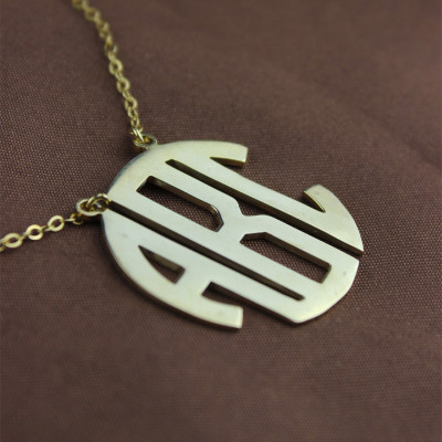 18ct Gold Plated Block Monogram Pendant Personalised Necklace - AMAZINGNECKLACE.COM