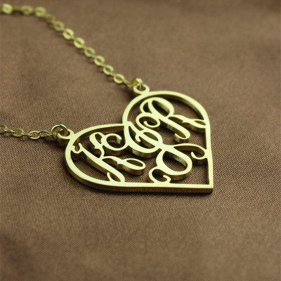 Cut Out Heart Monogram Personalised Necklace 18ct Gold Plated - AMAZINGNECKLACE.COM