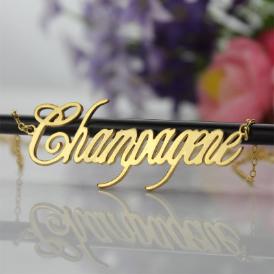 18ct Gold Plated Silver 925 Personalised Champagne Font Name Necklace - AMAZINGNECKLACE.COM