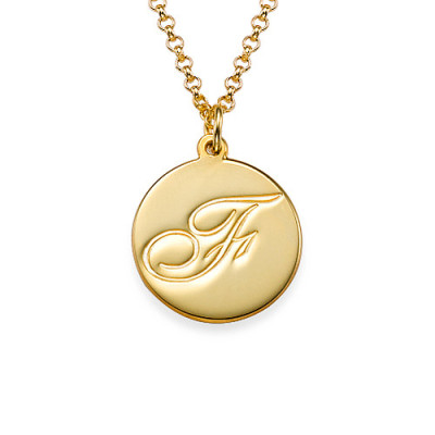 18ct Gold Plated Initial Pendant with Script Font - AMAZINGNECKLACE.COM