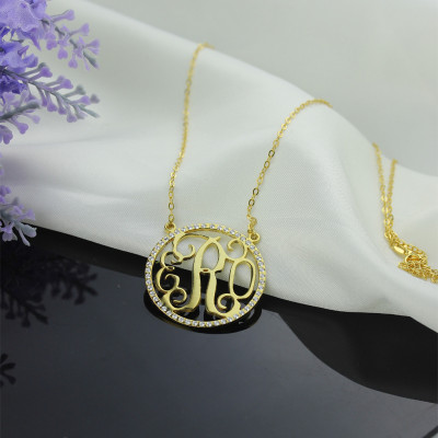 18ct Gold Plated Circle Birthstone Monogram Personalised Necklace  - AMAZINGNECKLACE.COM
