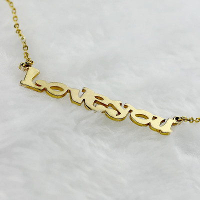 Gold Plated I Love You Name Personalised Necklace - AMAZINGNECKLACE.COM