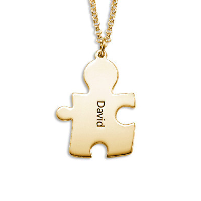 18CT Gold Plated Personalised Couple's Puzzle Necklace - AMAZINGNECKLACE.COM