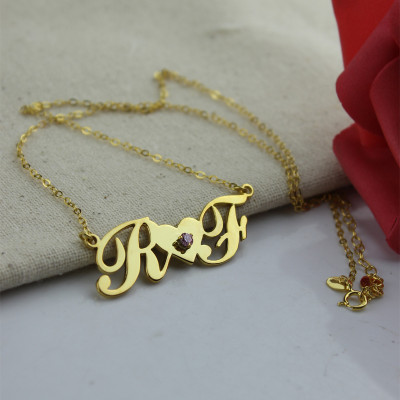 18ct Gold Plated Two Initials Personalised Necklace - AMAZINGNECKLACE.COM