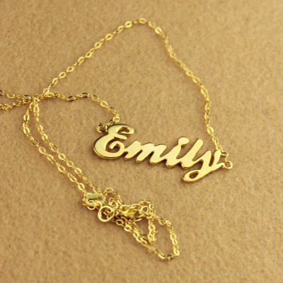Cursive Nameplate Personalised Necklace 18ct Gold Plated - AMAZINGNECKLACE.COM