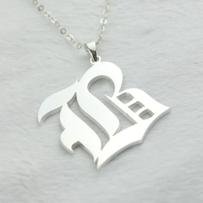 Personalised Initial Letter Charm Old English Sterling Silver - AMAZINGNECKLACE.COM