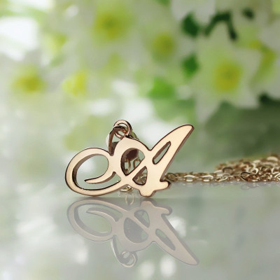 Custom Letter Personalised Necklace 18ct Rose Gold Plated - AMAZINGNECKLACE.COM