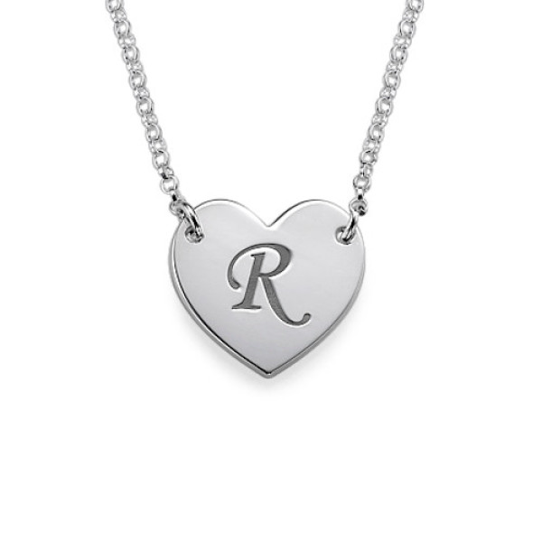 Heart Personalised Necklace with Initial Print Font - AMAZINGNECKLACE.COM