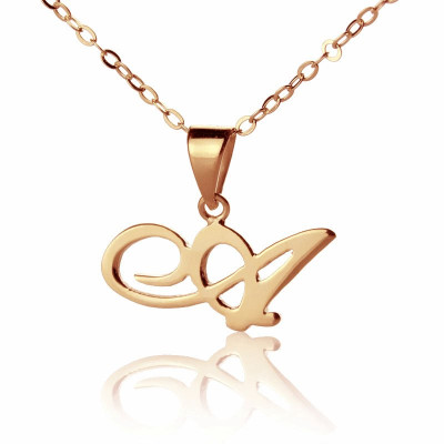 Custom Letter Personalised Necklace 18ct Rose Gold Plated - AMAZINGNECKLACE.COM
