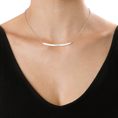 Horizontal Silver Bar Personalised Necklace - AMAZINGNECKLACE.COM