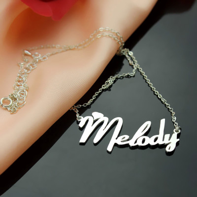 Personalised 18ct White Gold Plated Fiolex Girls Fonts Heart Name Necklace - AMAZINGNECKLACE.COM