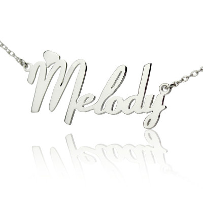 Personalised 18ct White Gold Plated Fiolex Girls Fonts Heart Name Necklace - AMAZINGNECKLACE.COM