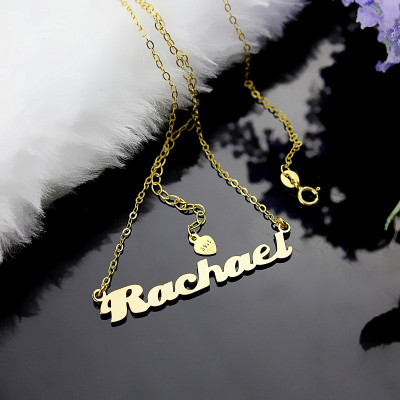 Personalised 18ct Solid Gold Puff Font Name Necklace - AMAZINGNECKLACE.COM